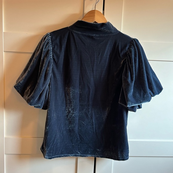 Free People Claudia Velvet Puff Sleeve Blouse - Picture 8 of 15
